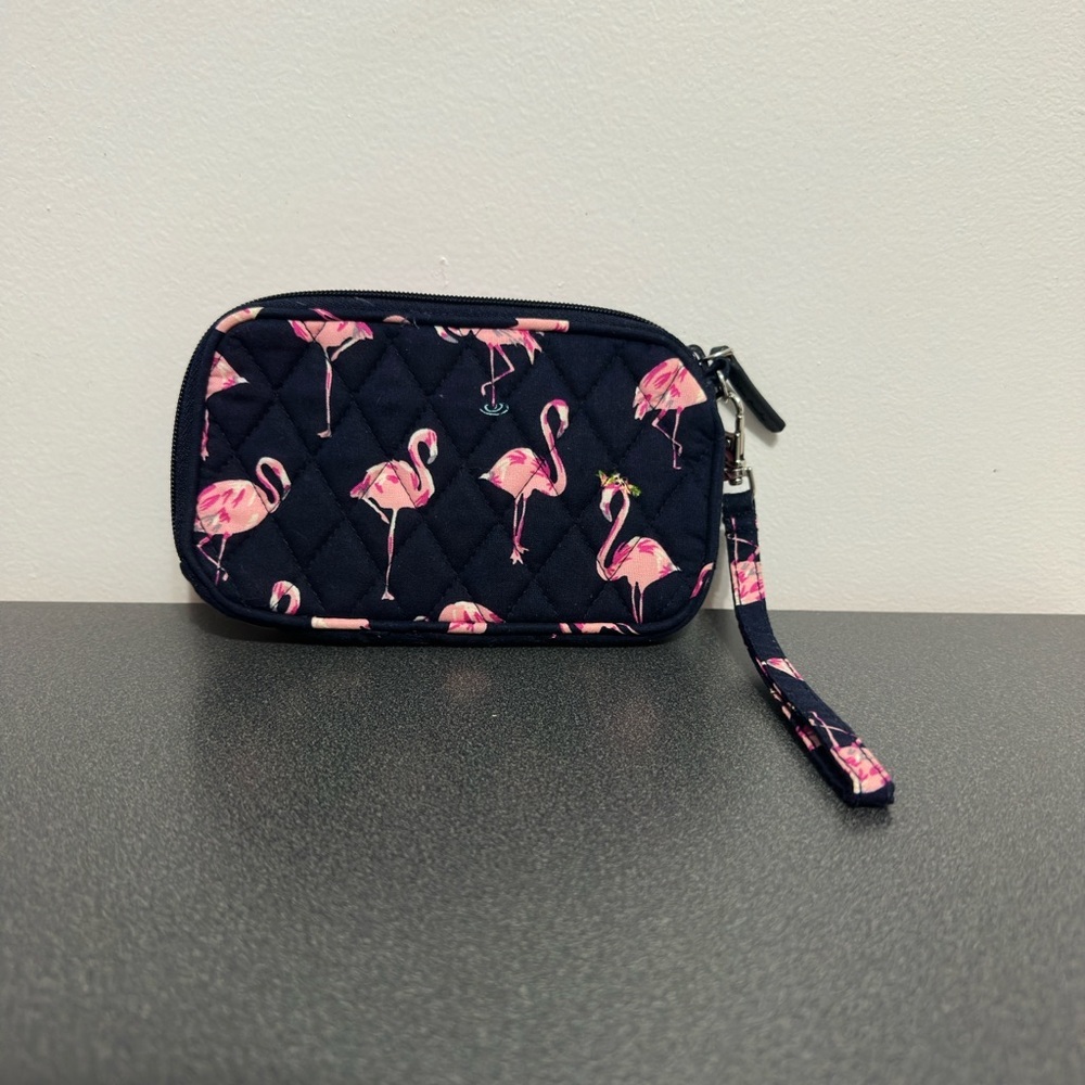 Flamingo Print Quilted Wristlet